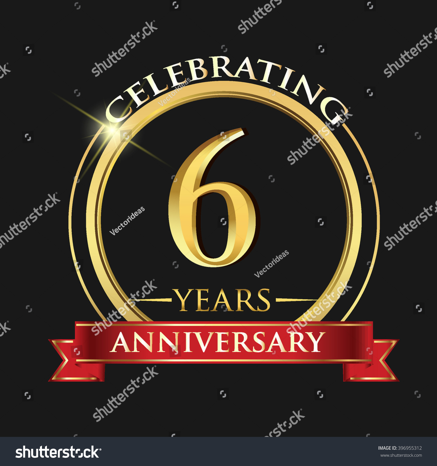 Celebrating 6 Years Anniversary Logo Golden Stock Vector (Royalty Free ...