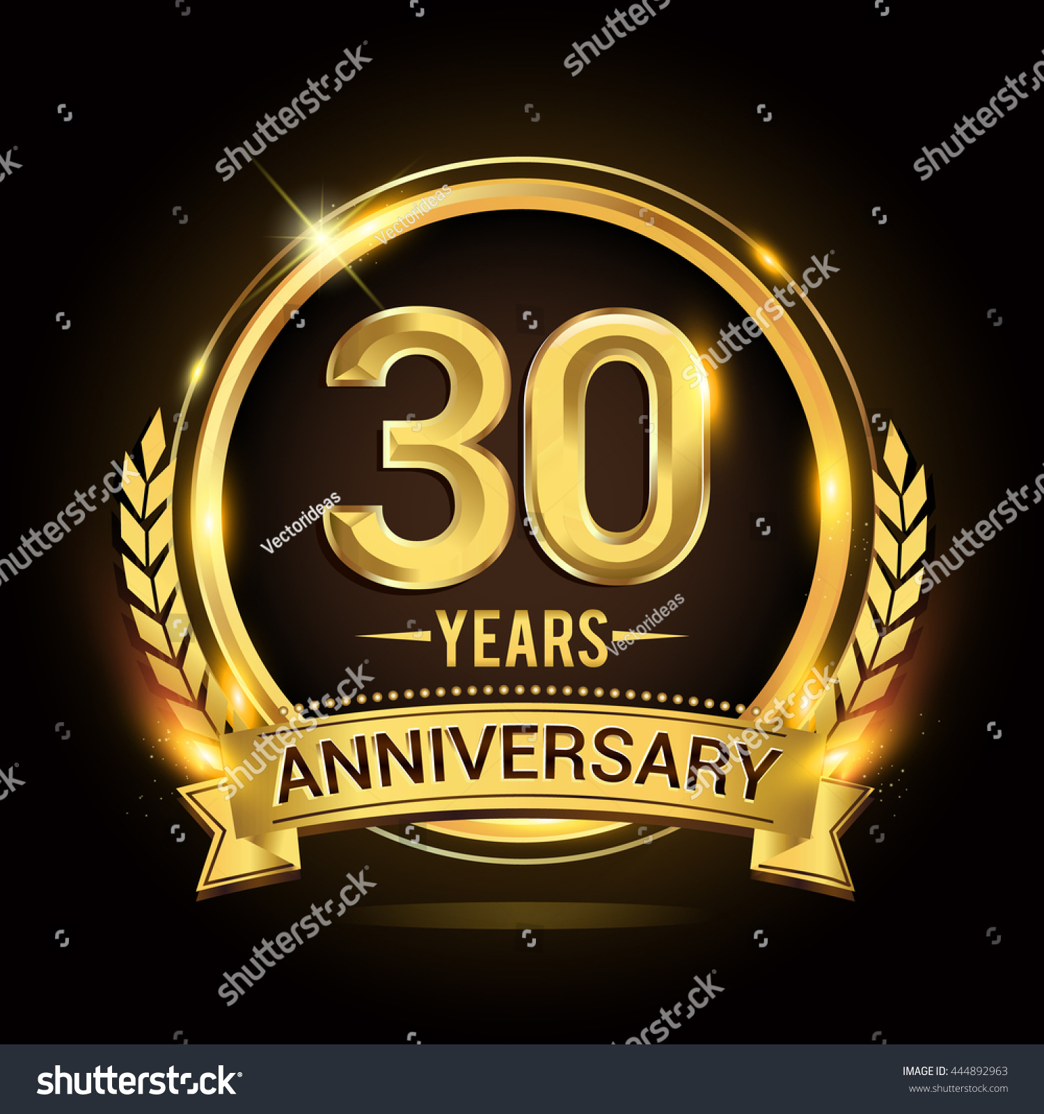 Celebrating 30 Years Anniversary Logo Golden Stock Vector 444892963 ...