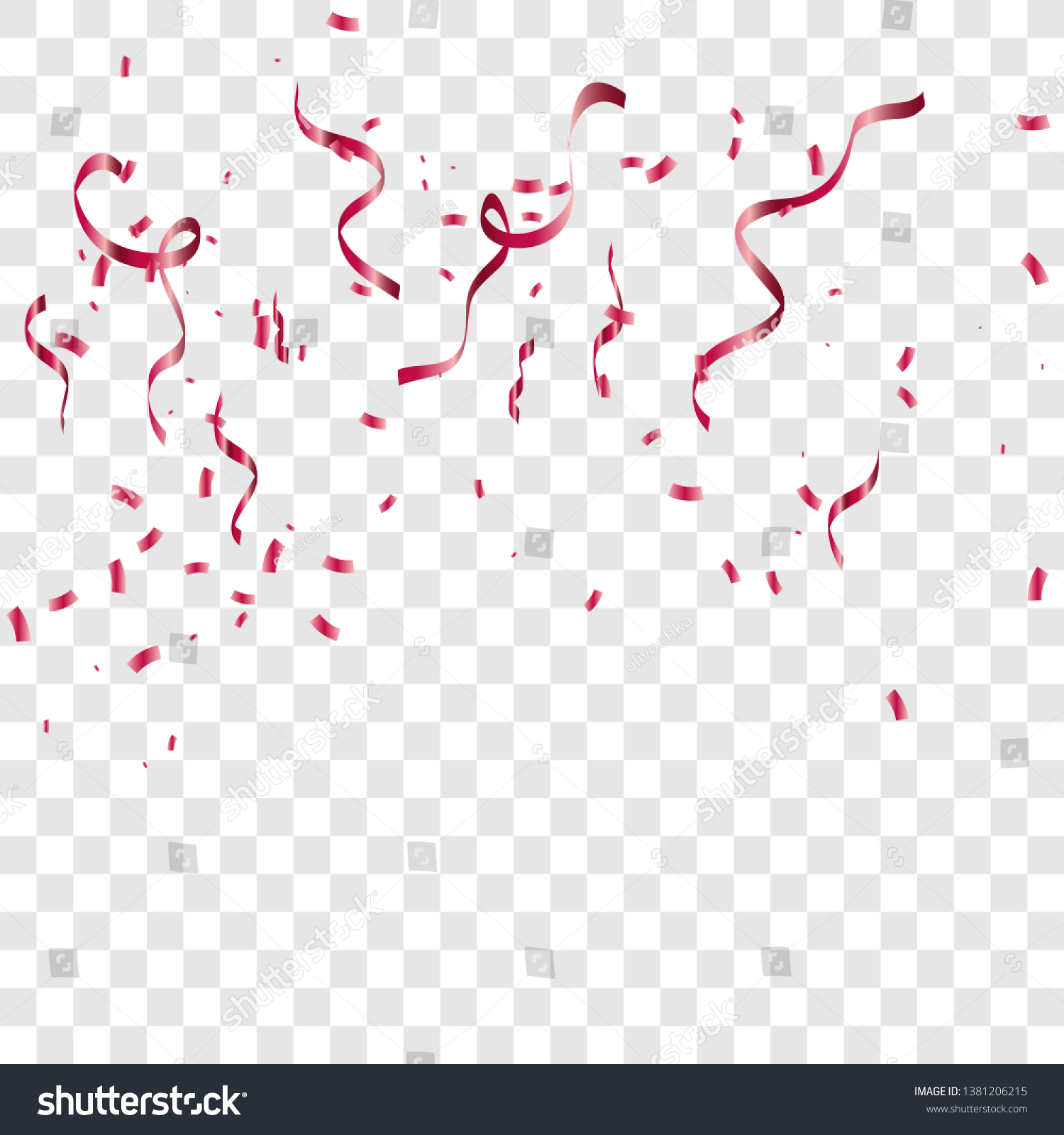 Celebration Background Template Confetti Red Ribbons Stock Vector Royalty Free 1381206215 9576