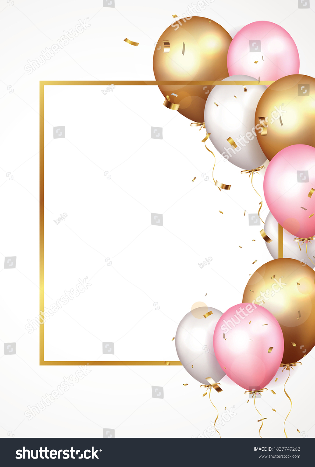 Celebration Banner Gold Confetti Balloons Stock Vector (Royalty Free ...