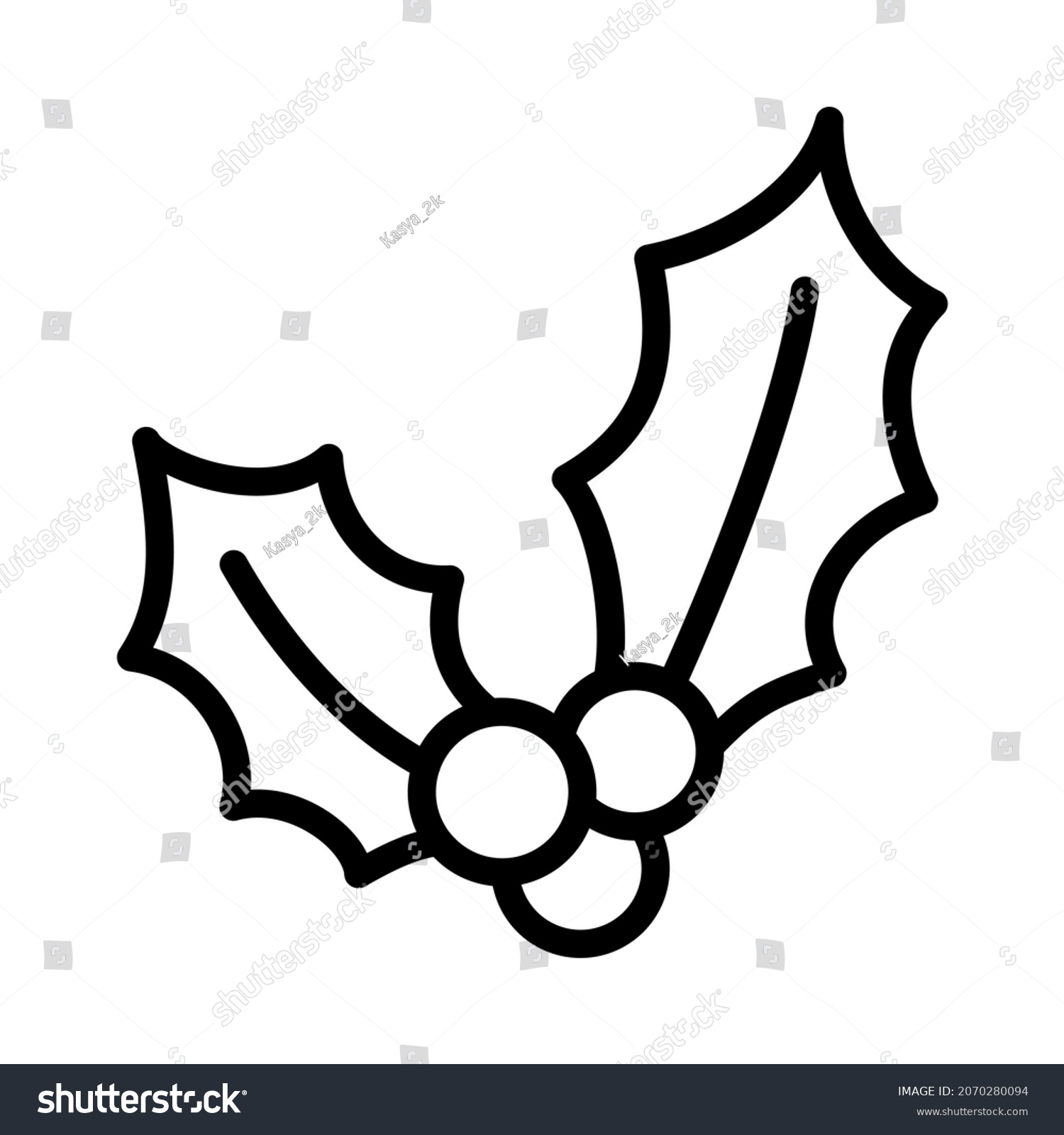 recommend clip art: Celebration decorations flat line icon. Mistletoe symbol. Outline sign for mobile concept and web design, store.