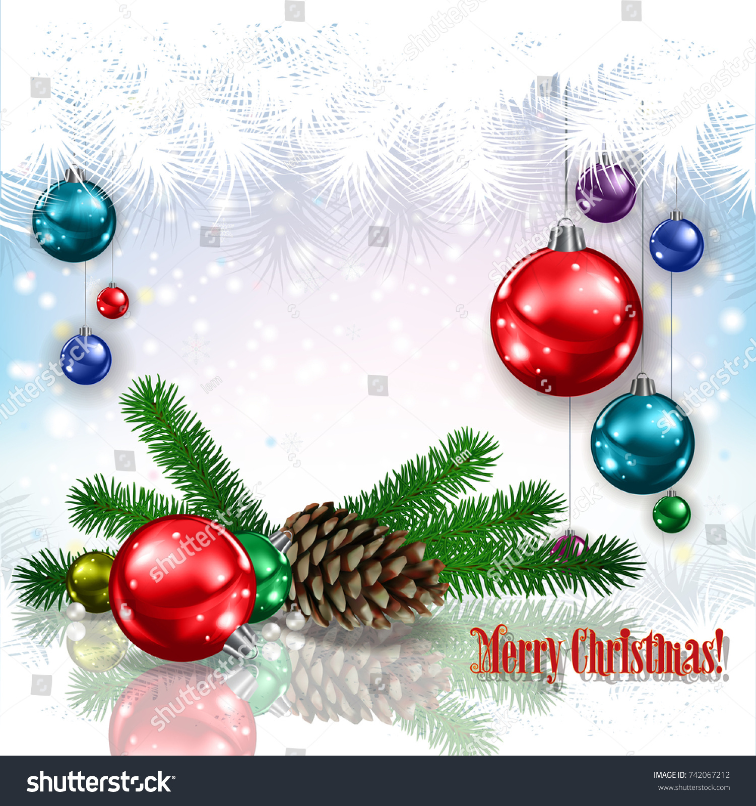 Celebration Greeting Christmas Decorations Pine Cone Stock Vector