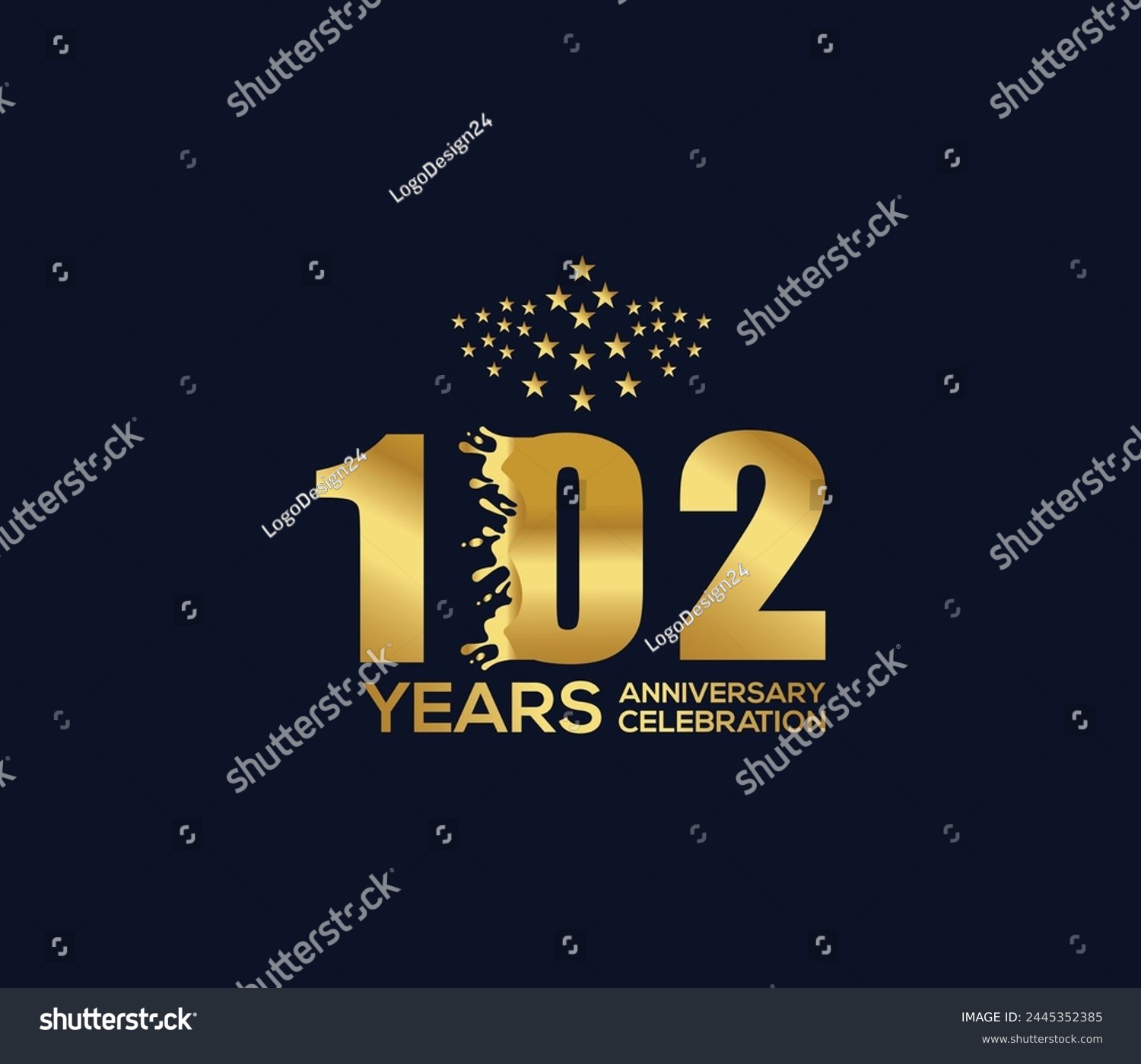 SVG of Celebration of Festivals Days 102 Year Anniversary, Invitations, Party Events, Company Based, Banners, Posters, Card Material, Gold Colors Design svg