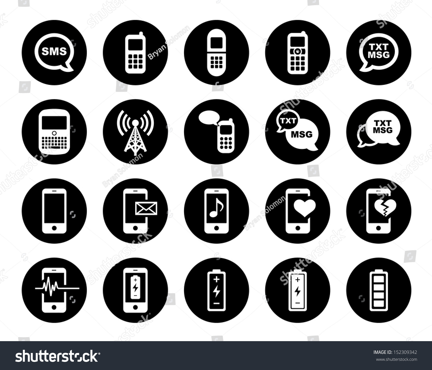 Cell Phone Icon Set Stock Vector Royalty Free 152309342 Shutterstock 2326