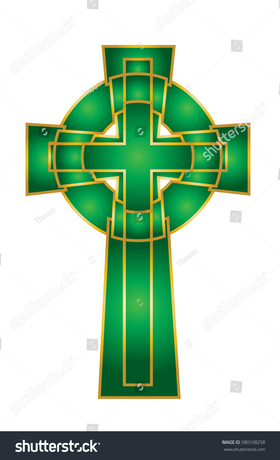SVG of Celtic irish cross, green and gold vector illustration svg
