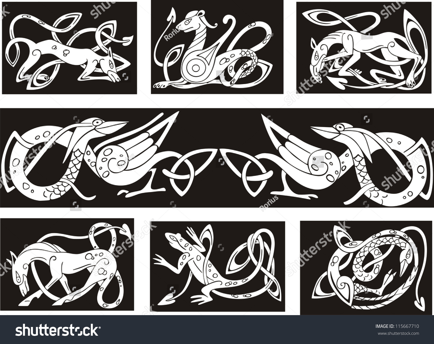 Celtic Knot Patterns Animals Set Vector Stock Vector (Royalty Free ...