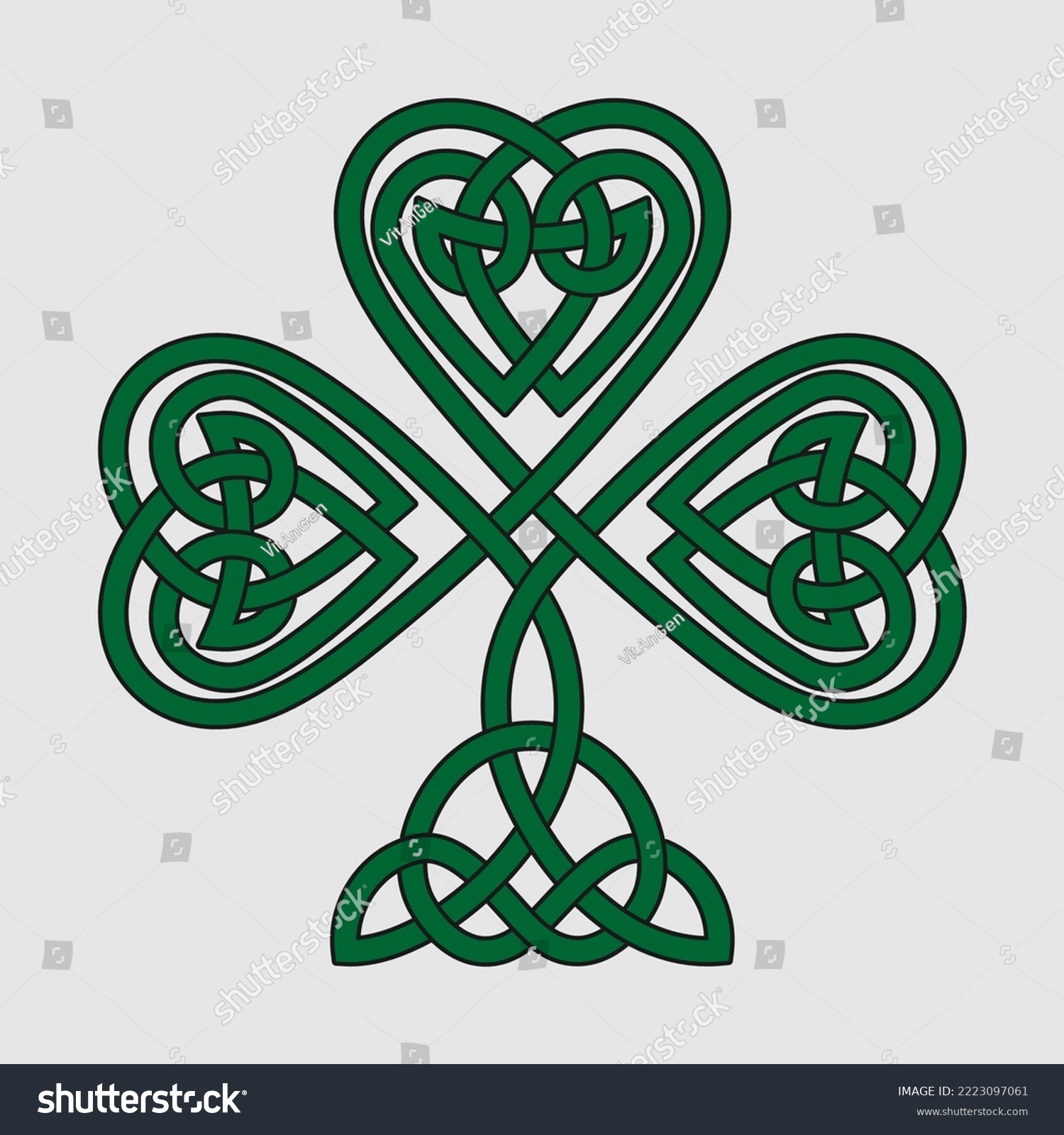 green celtic knot shamrock design on white clip art preview