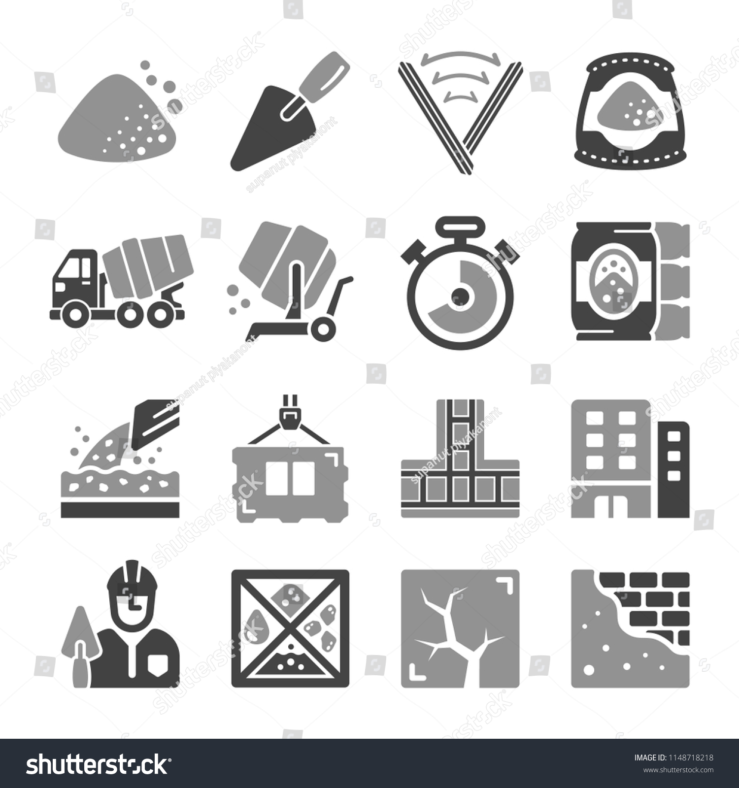 SVG of cement and concrete icon set svg