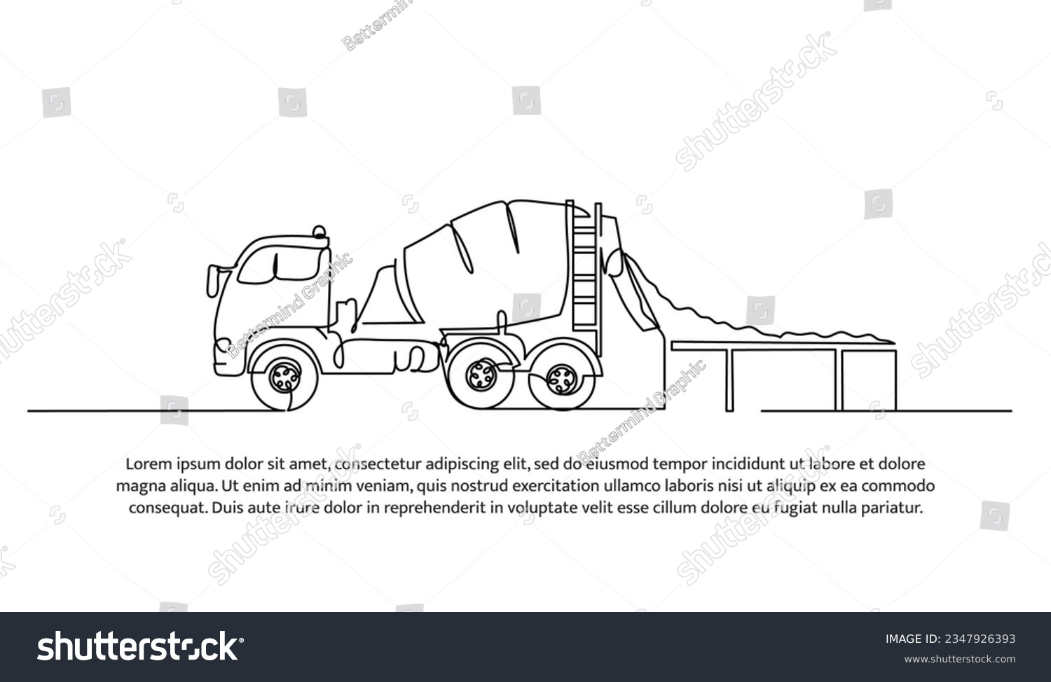 SVG of Cement mixer truck one continuous line design. Construction transport symbol vector. Decorative elements drawn on a white background. svg