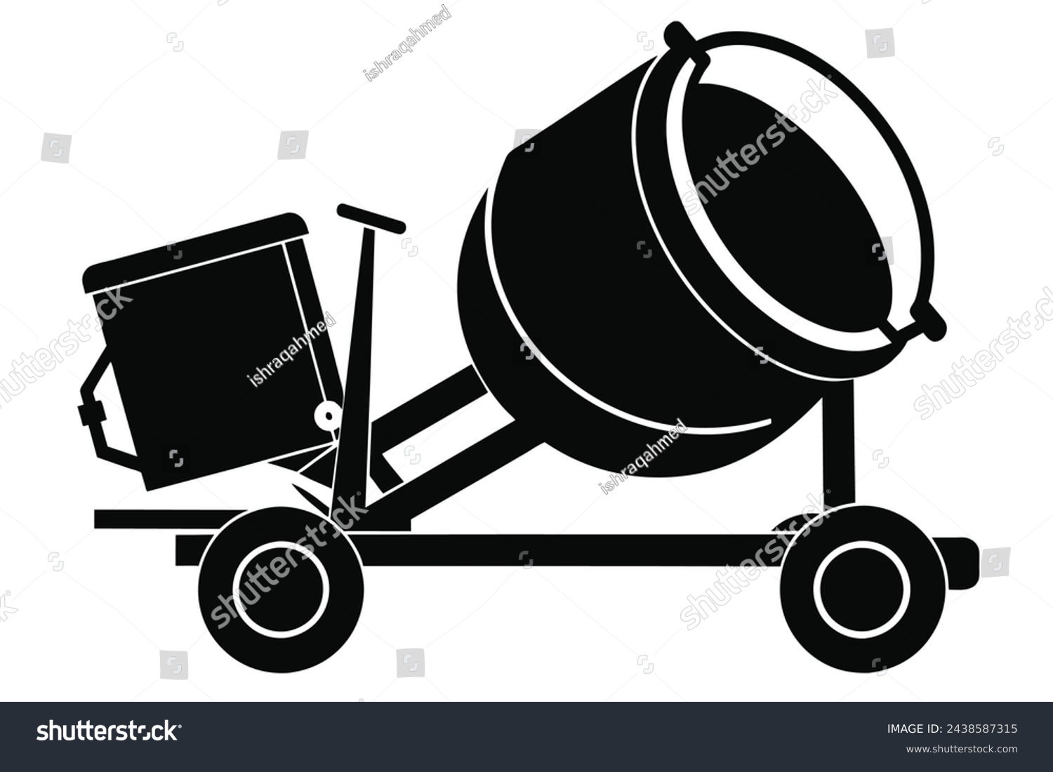 black cement mixer on wheels clip art preview
