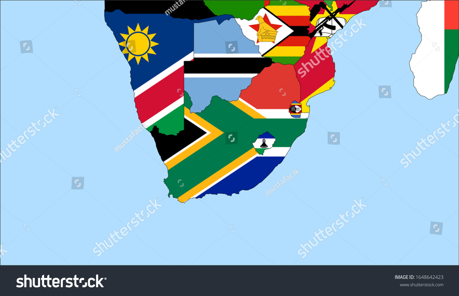 Map Of South Africa And Neighbouring Countries Center Map South Africa Vector Maps Stock Vector (Royalty Free) 1648642423  | Shutterstock