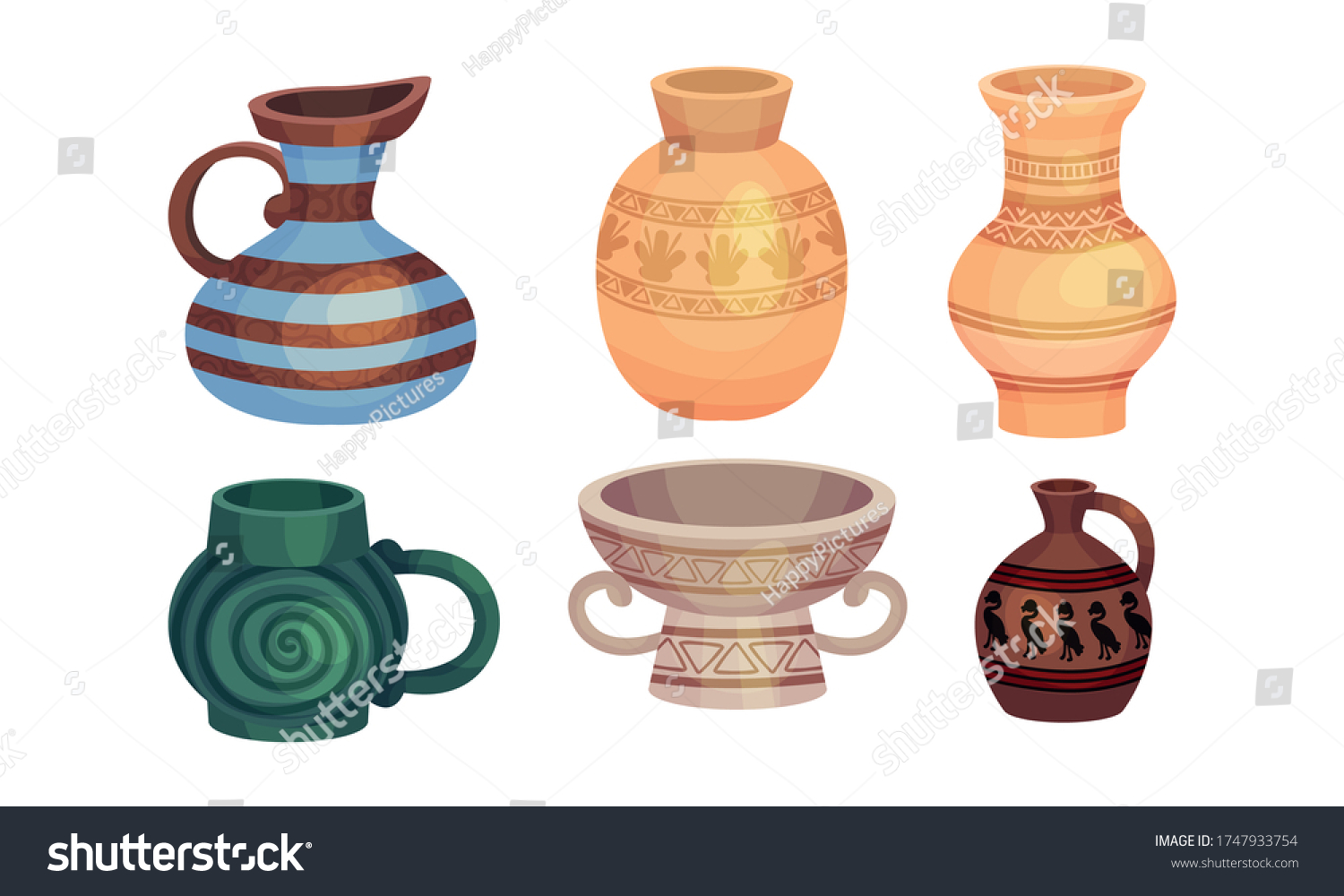 Ceramic Vessels Containers Interior Kitchen Use Stock Vector (Royalty ...