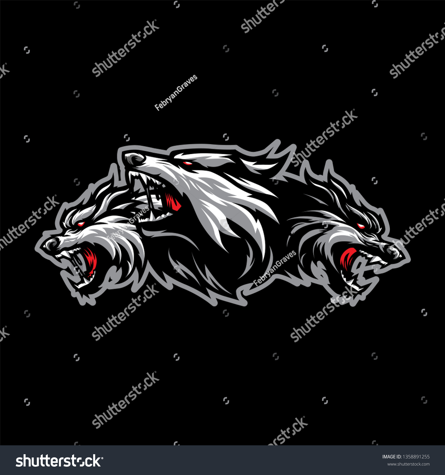 SVG of Cerberus Head Mascot Logo for Sport and Esport isolated on dark Background svg