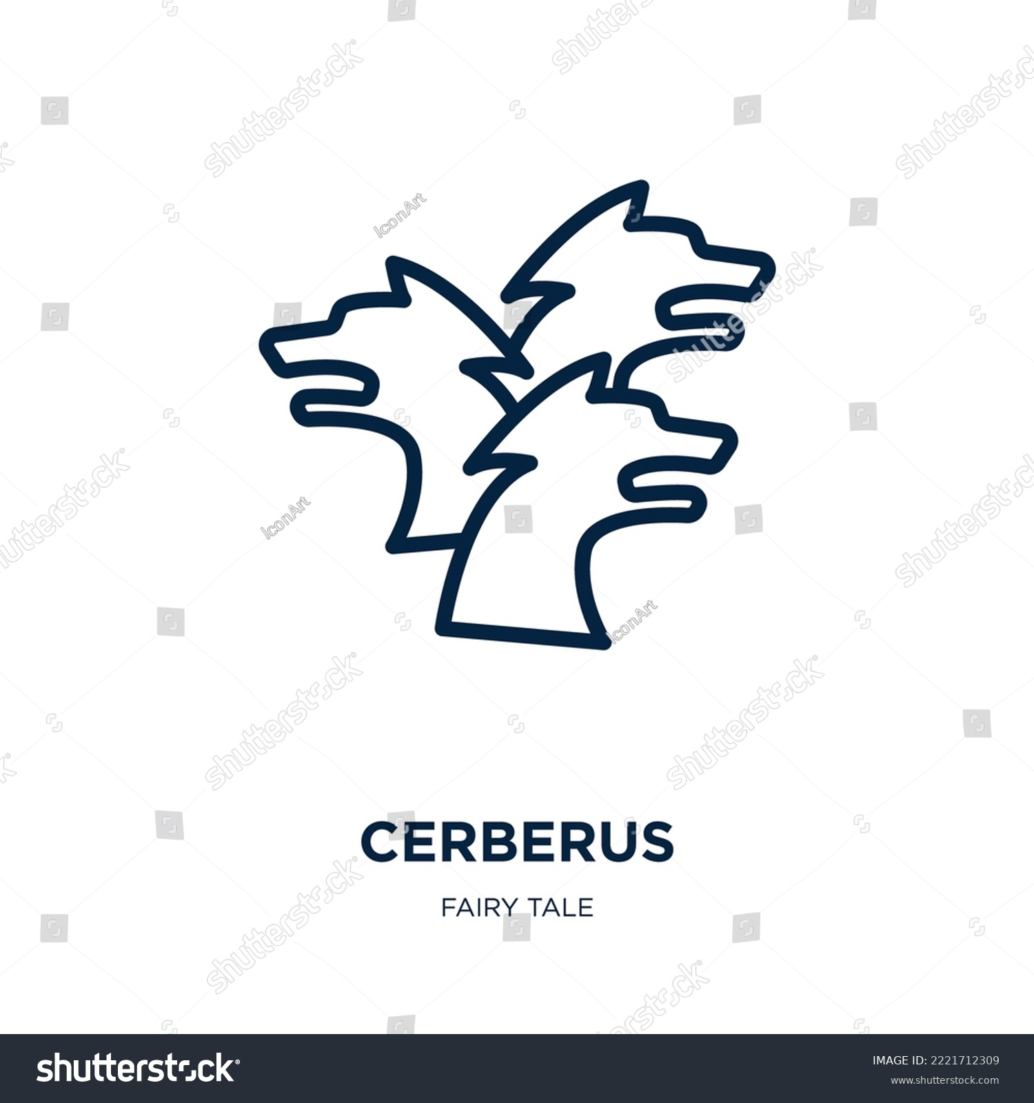 SVG of cerberus icon from fairy tale collection. Thin linear cerberus, animal, mythological outline icon isolated on white background. Line vector cerberus sign, symbol for web and mobile svg