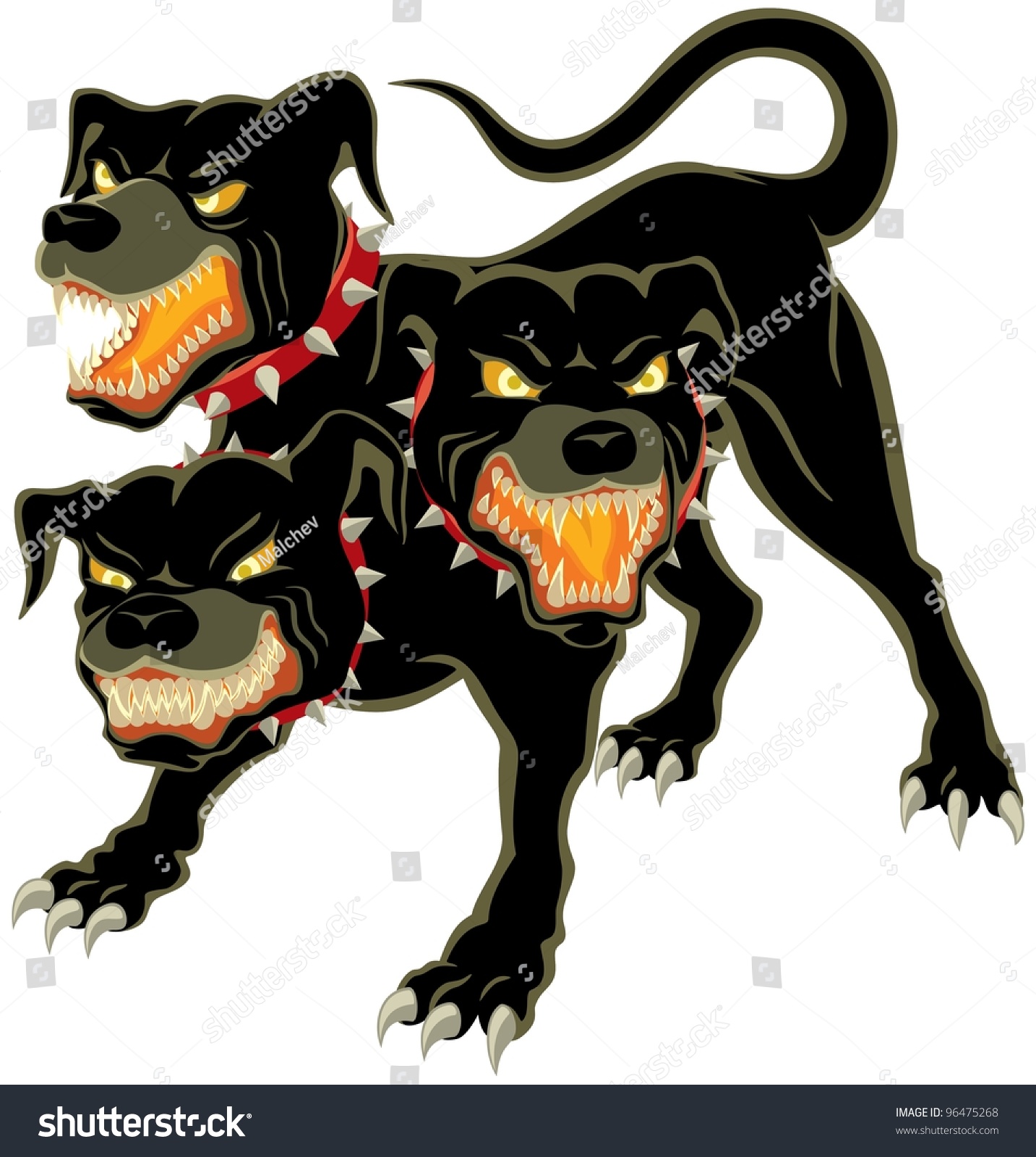 SVG of Cerberus on White: The three headed dog - Cerberus.  No transparency and gradients used. svg
