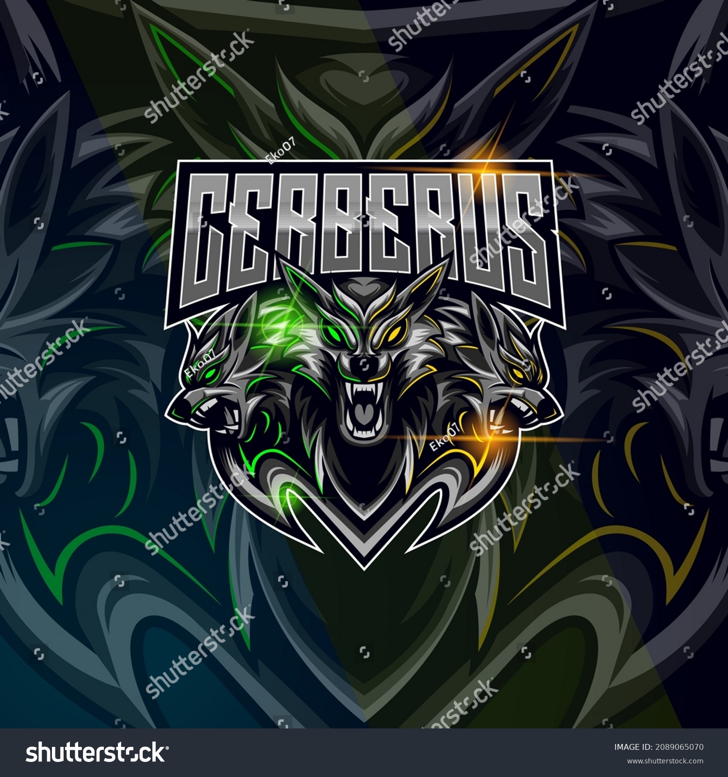 SVG of Cerberus Wolf Esport logo design template svg