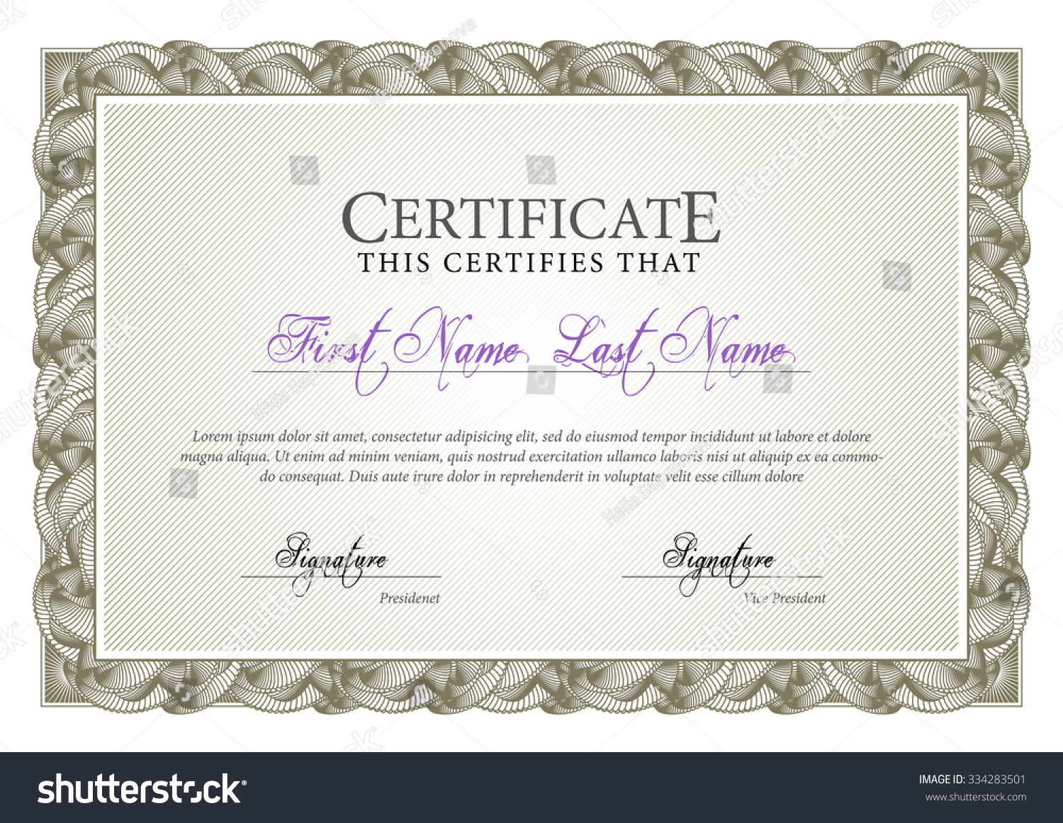 Certificate Award Background Gift Voucher Template Stock Vector