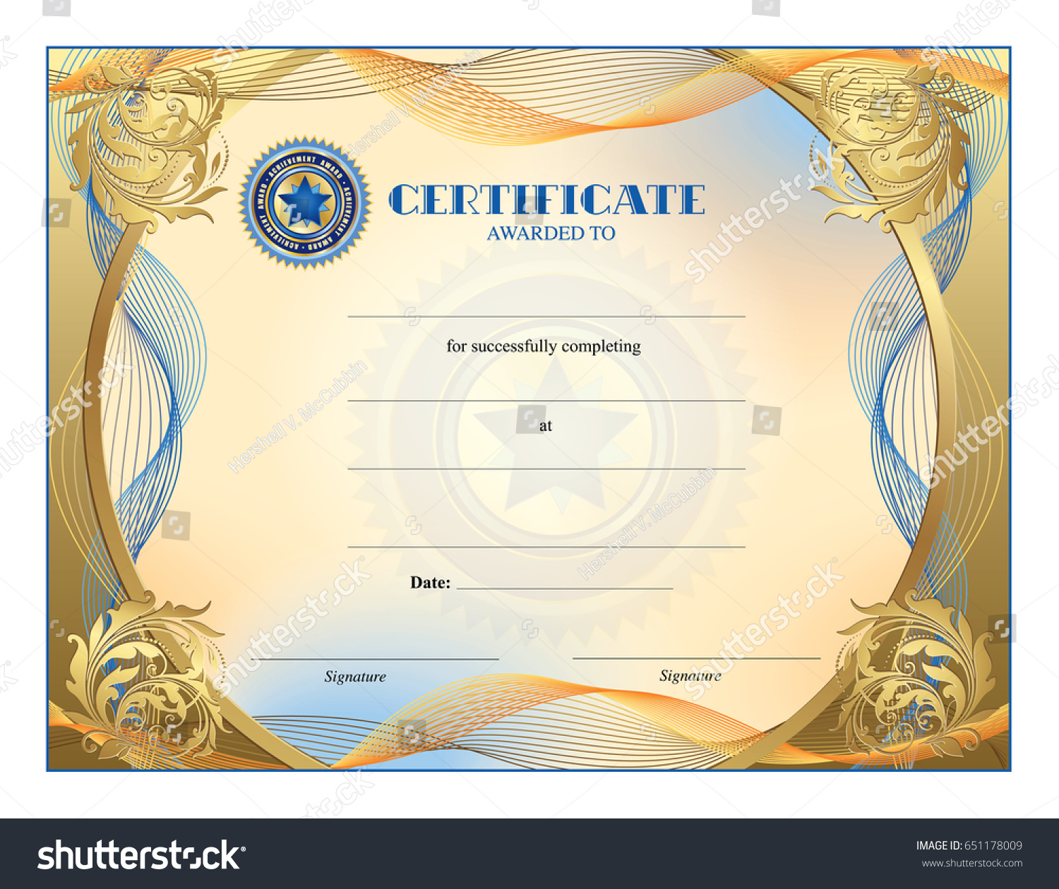 Certificate Blank Template Award Achievement Graduation: Stock