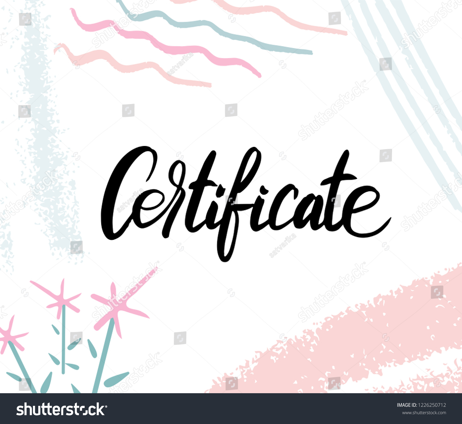 Certificate Hand Writing Word On Background Stock Vector (Royalty