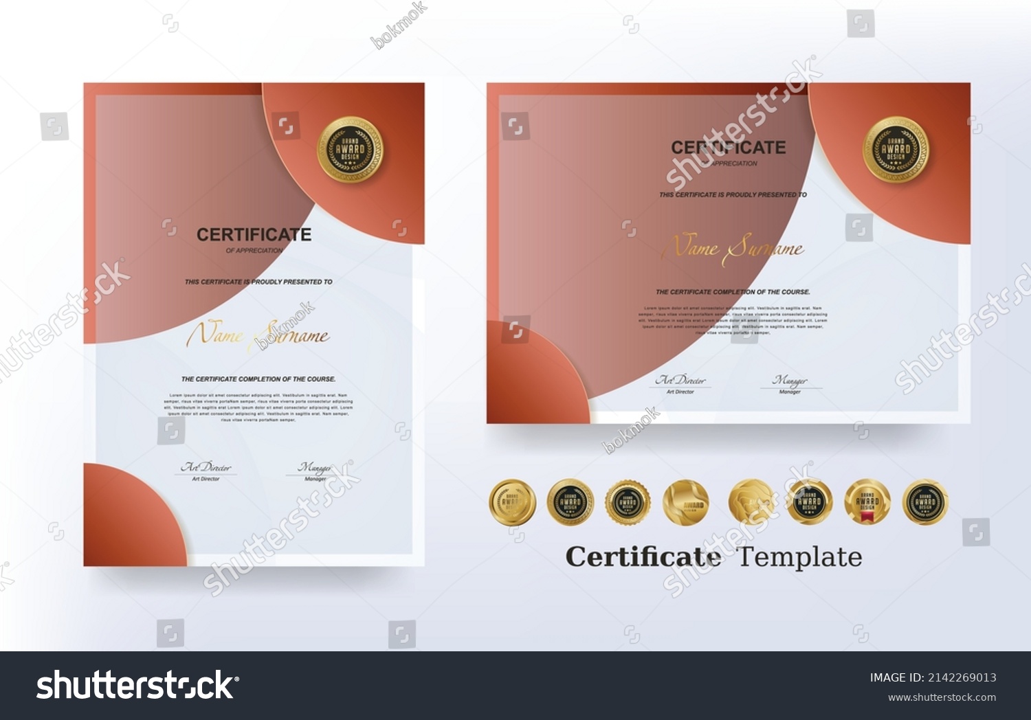 Certificate Appreciation Template Vector Golden Luxury Stock Vector Certificate Appreciation Template Vector Golden Luxury Stock Vector