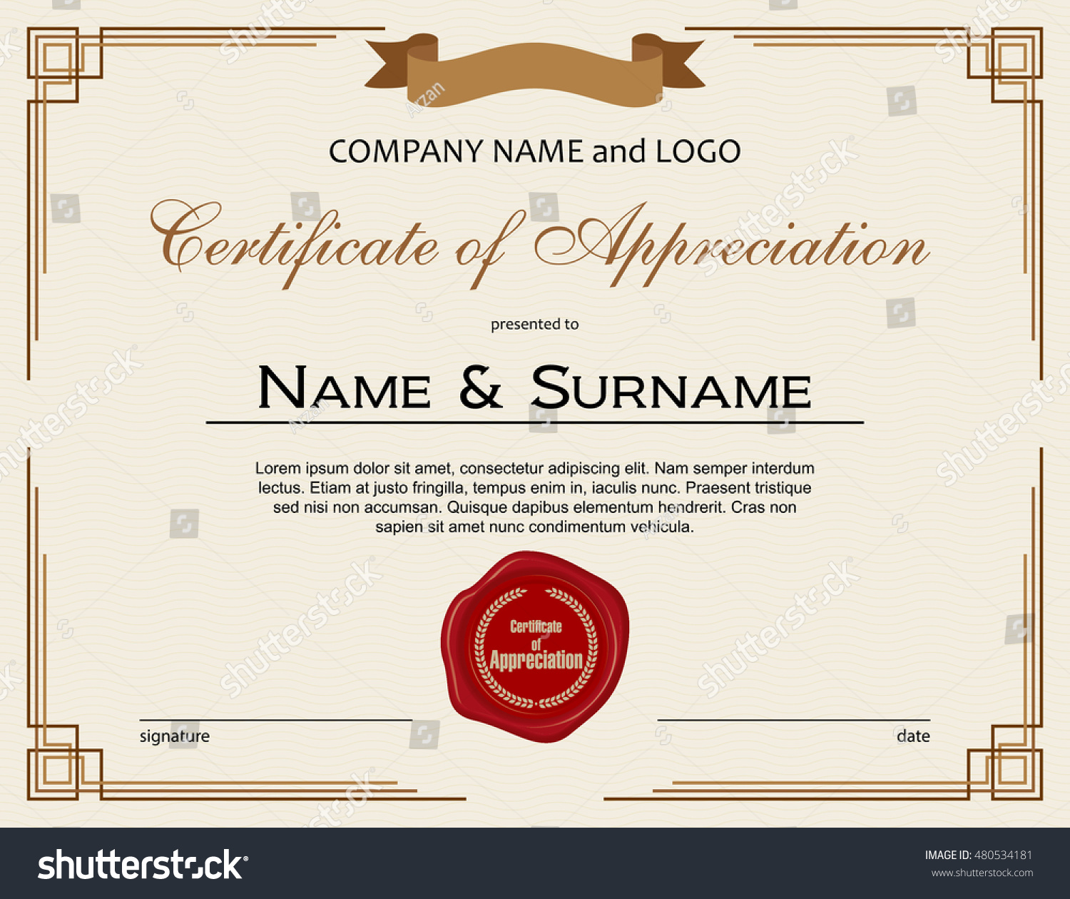 Certificate Appreciation Wax Seal Ribbon Stock Vector (Royalty Free ...