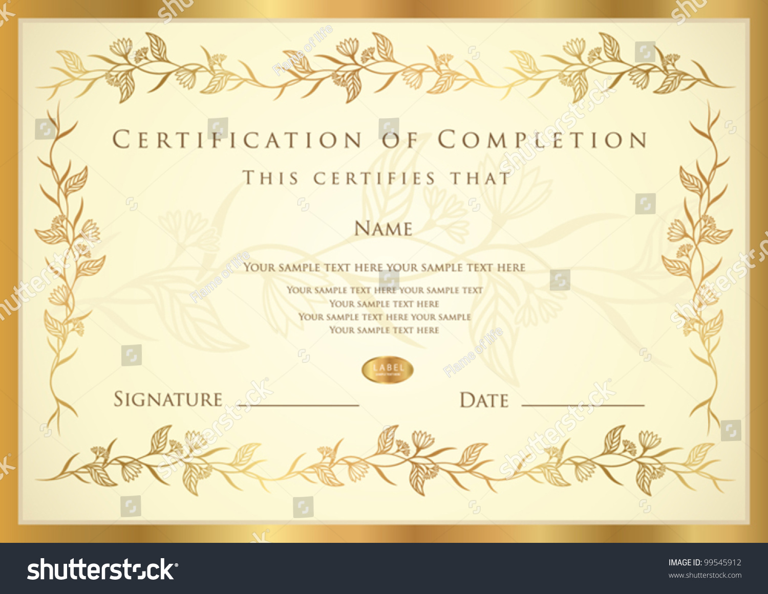 Certificate Diploma Completion Design Template Background Stock For Scroll Certificate Templates