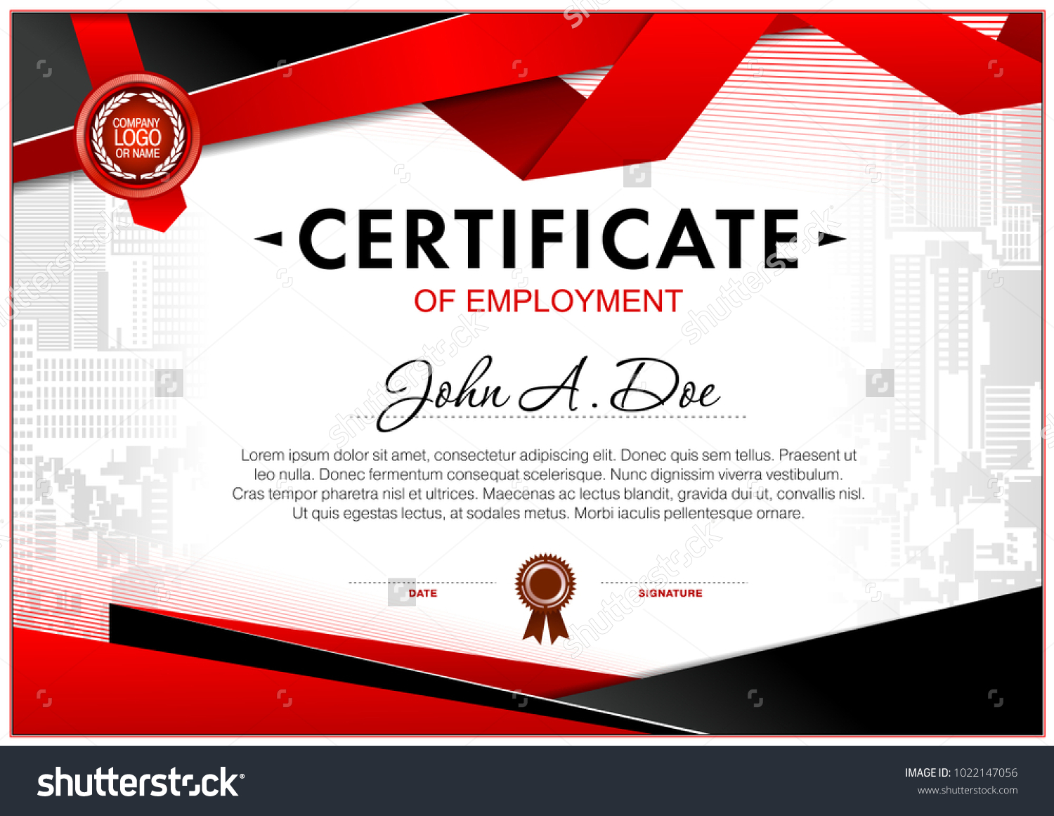 Certificate Employment Template Geometrical Simple Shapes Stock With Regard To Certificate Of Employment Template