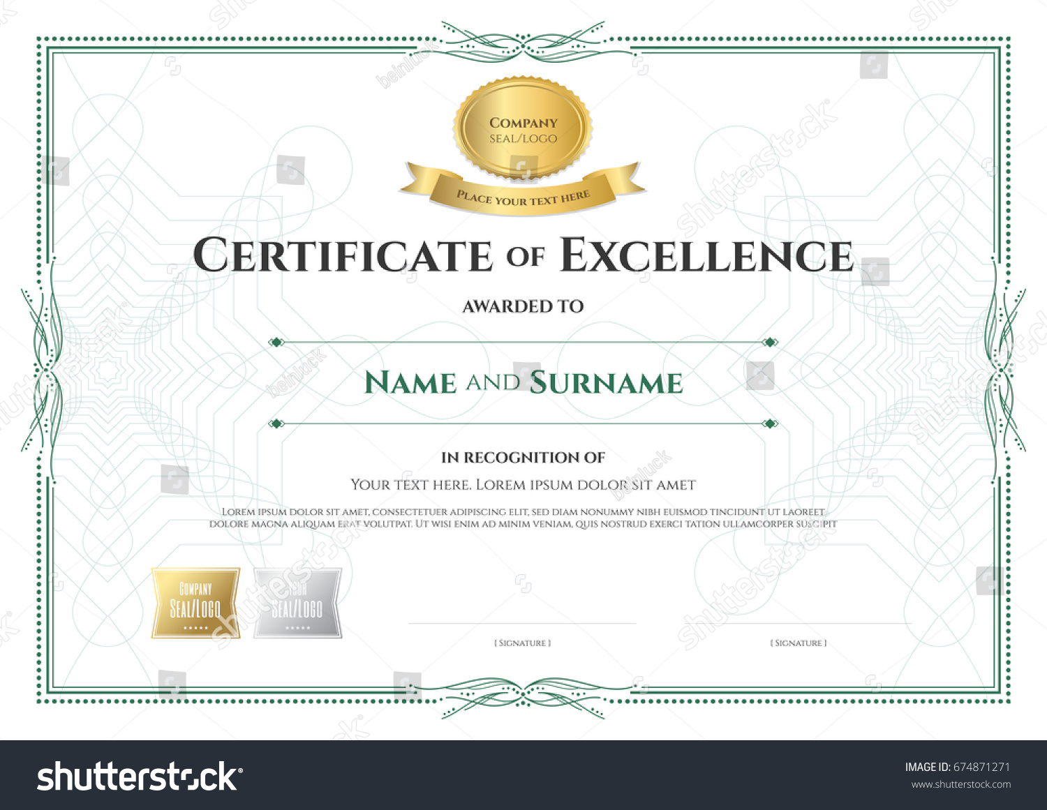 certificate of excellence award