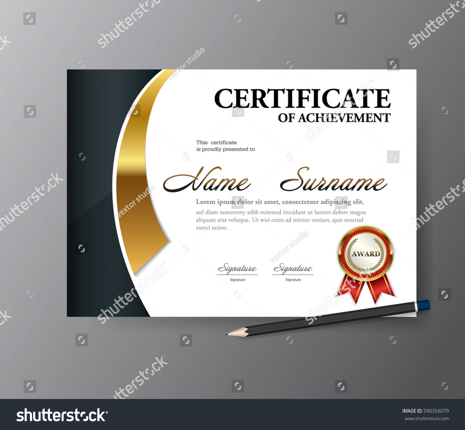 Certificate Templatea4 Size Diploma Vector Illustration Stock Vector