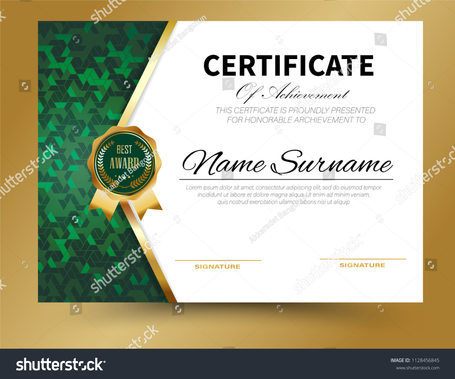 Certificate Template Design A21 Size Stock Vector (Royalty Free With Certificate Template Size