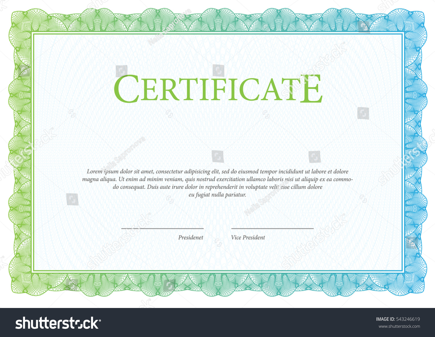 Certificate Template Diploma Currency Border Award Stock Vector ...