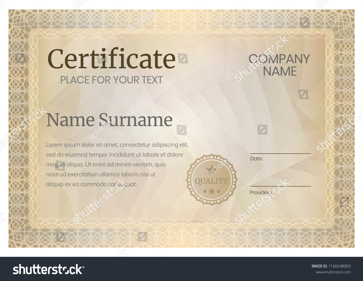 Certificate Template Diploma Gift Voucher Award Stock Vector (Royalty ...