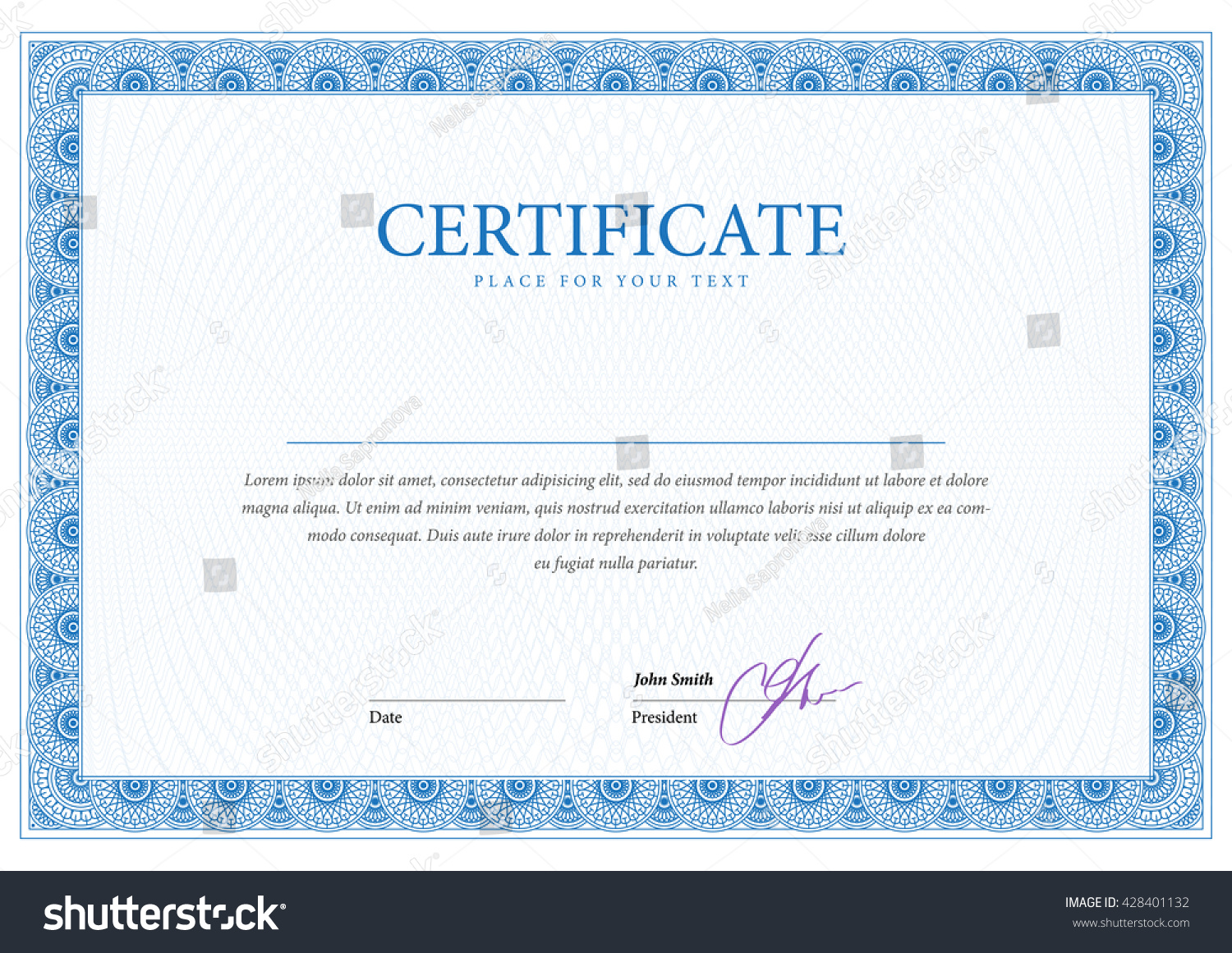 Certificate Template Diplomas Currency Award Background Stock Vector ...