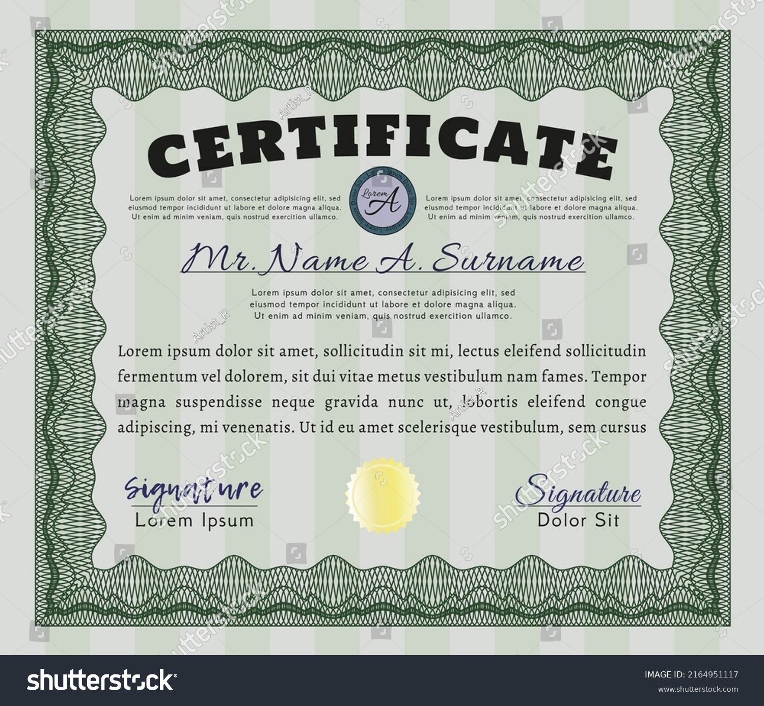 Certificate Template Diploma Template Money Pattern Stock Vector ...