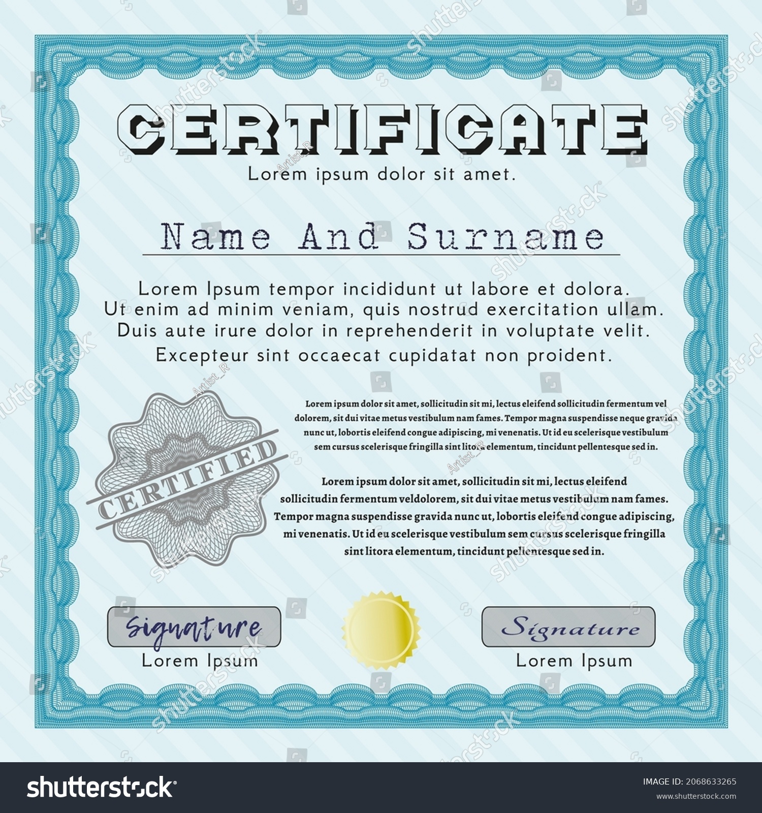 Certificate Template Diploma Template Perfect Design Stock Vector ...