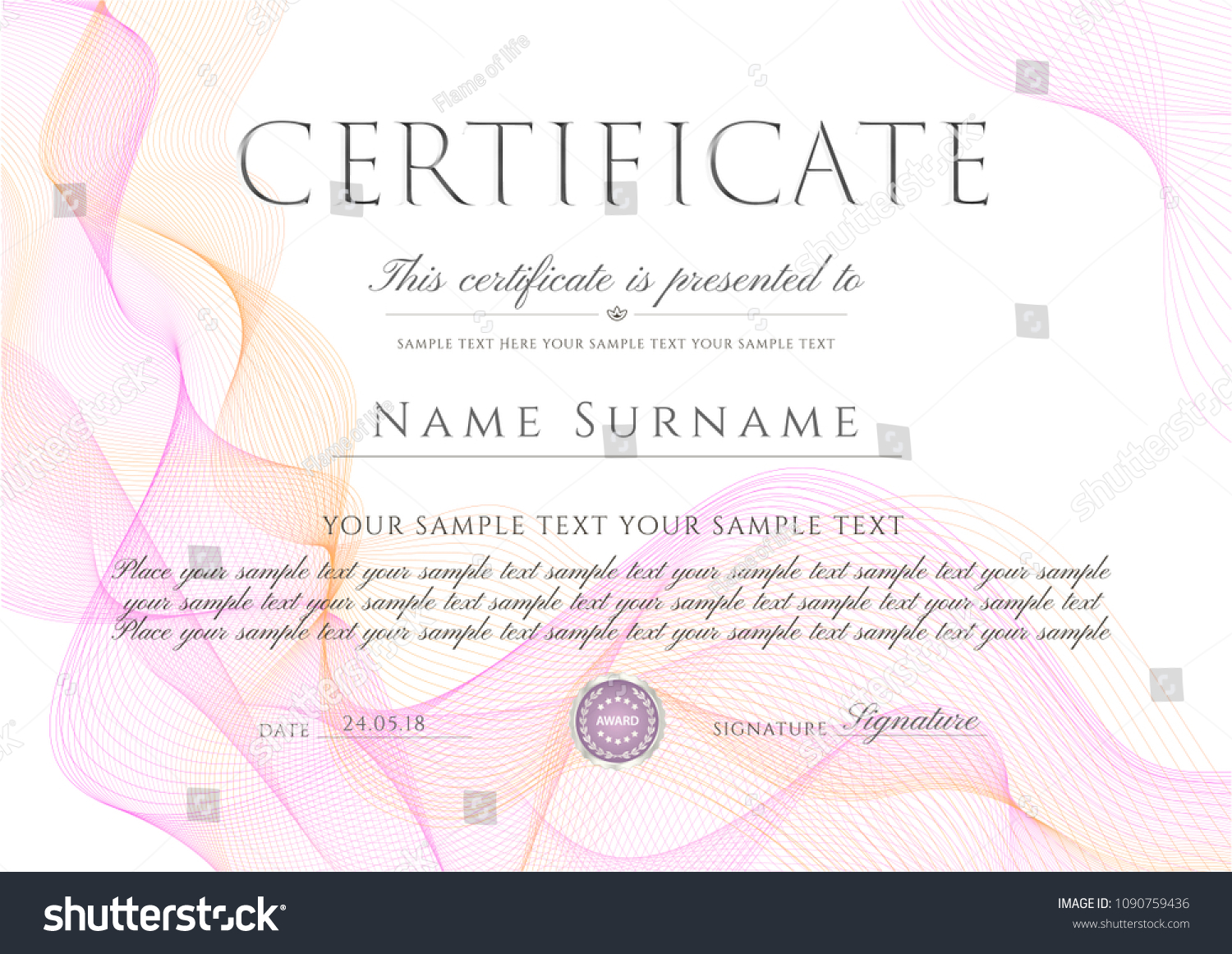 certificate template printable editable design diploma stock vector