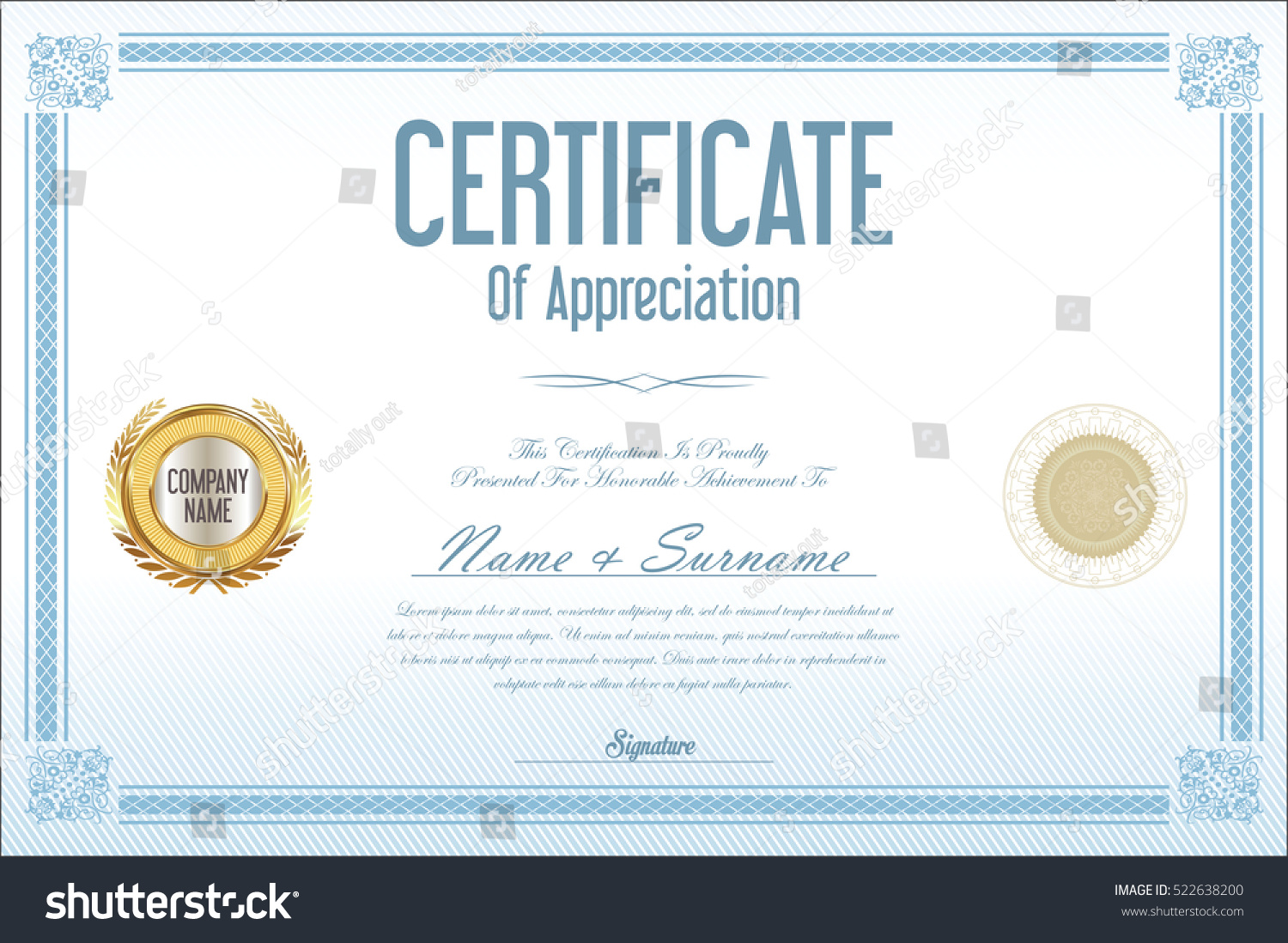 Certificate Template Retro Design Stock Vector (Royalty Free) 522638200 ...