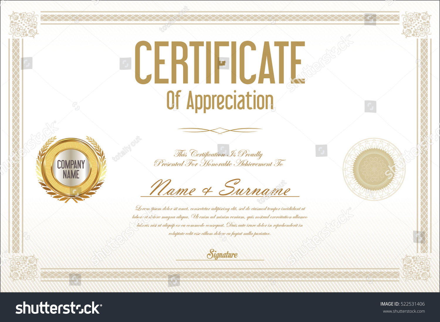 Certificate Template Retro Design Background Stock Vector Illustration ...