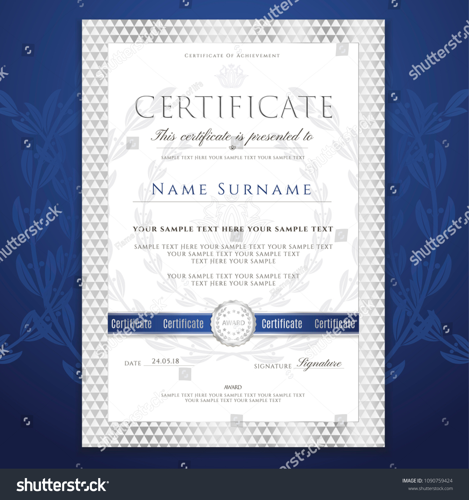 certificate template silver diploma design certificate stock vector acheivement certificate template