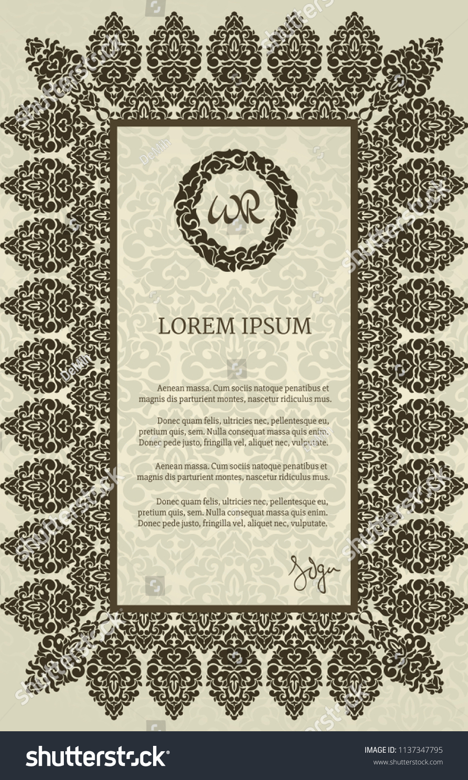 Certificate Template Detailed Frames Elegant Beige Stock Vector ...