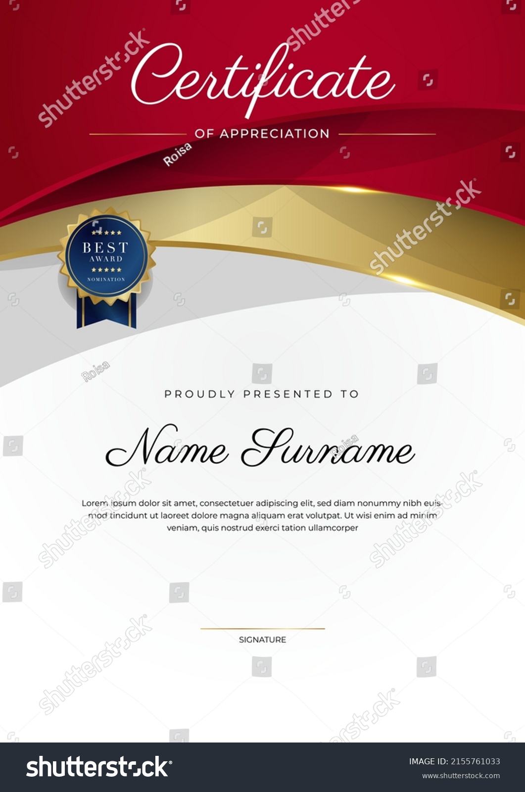 Certificate Template Modern Corporate Concept Design Stock Vector ...