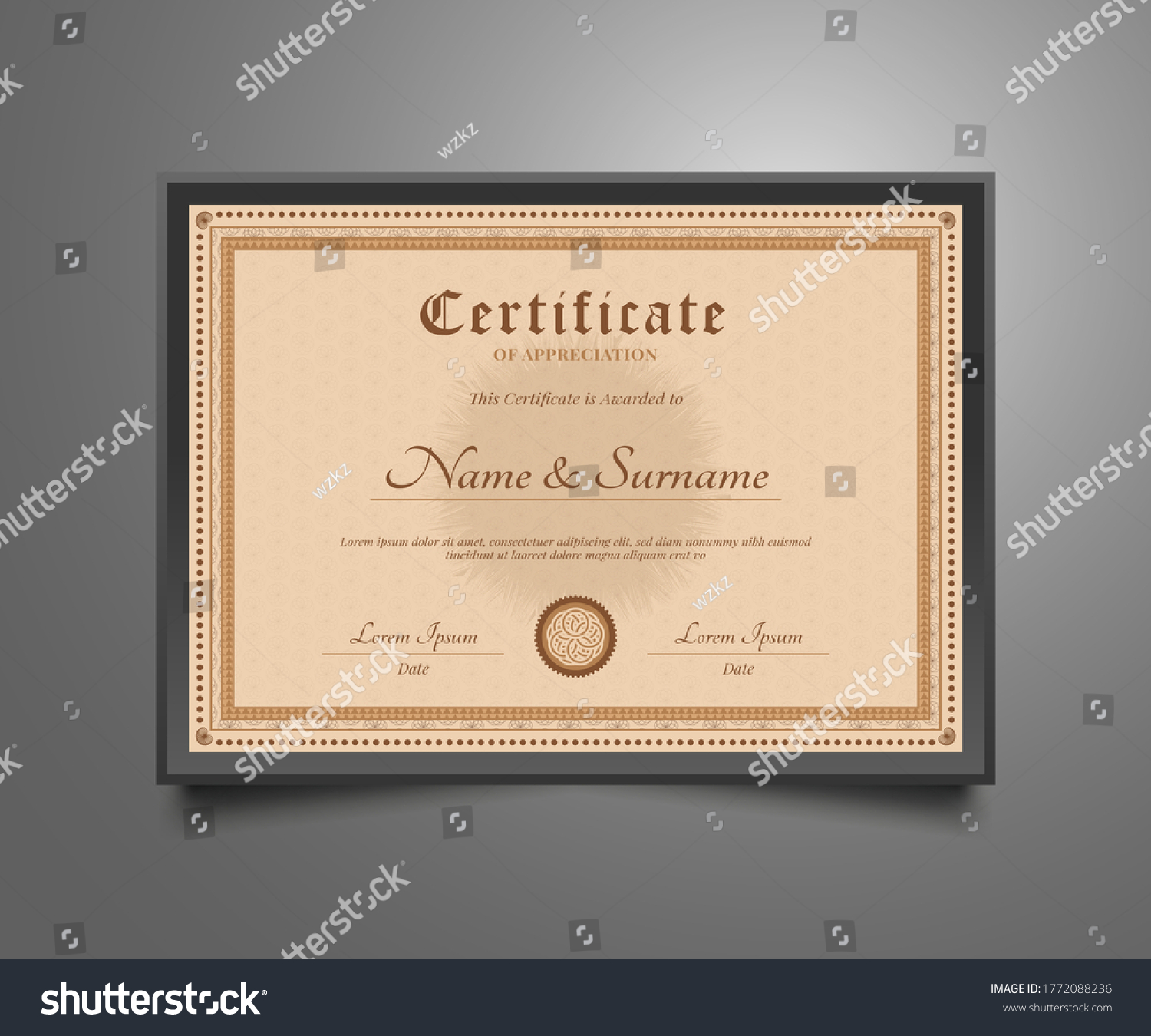 Certificate Template Old Classic Style Stock Vector (Royalty Free ...