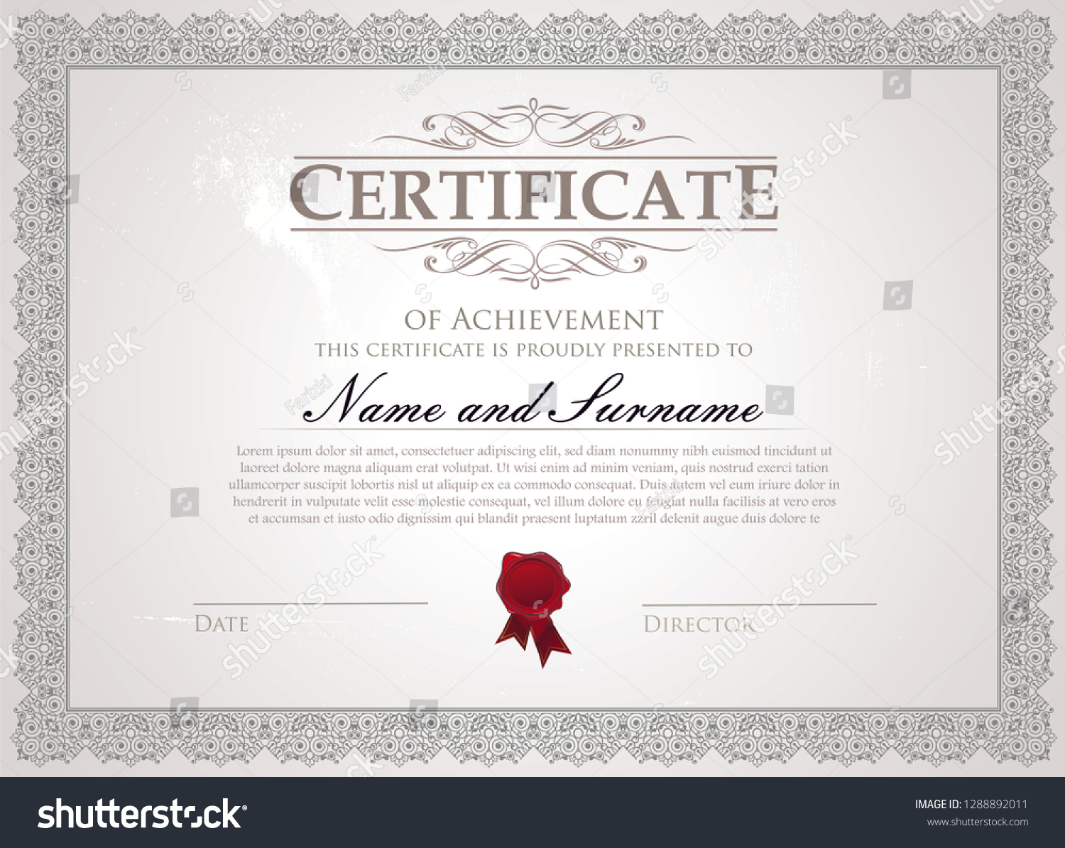 Certificate Traditional Border Stock Vector (Royalty Free) 1288892011