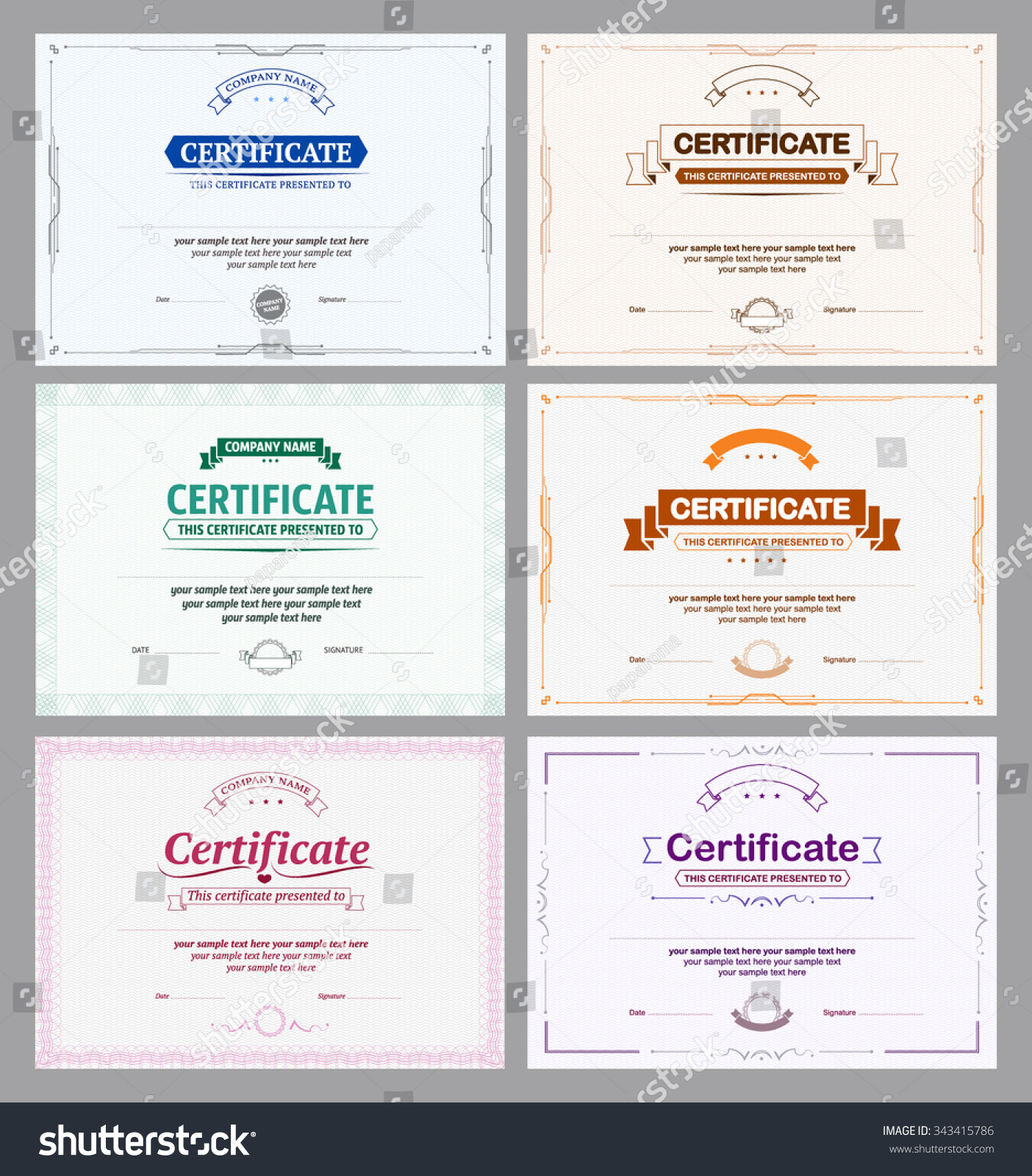 Certificates Set Stock Vector Illustration 343415786 : Shutterstock