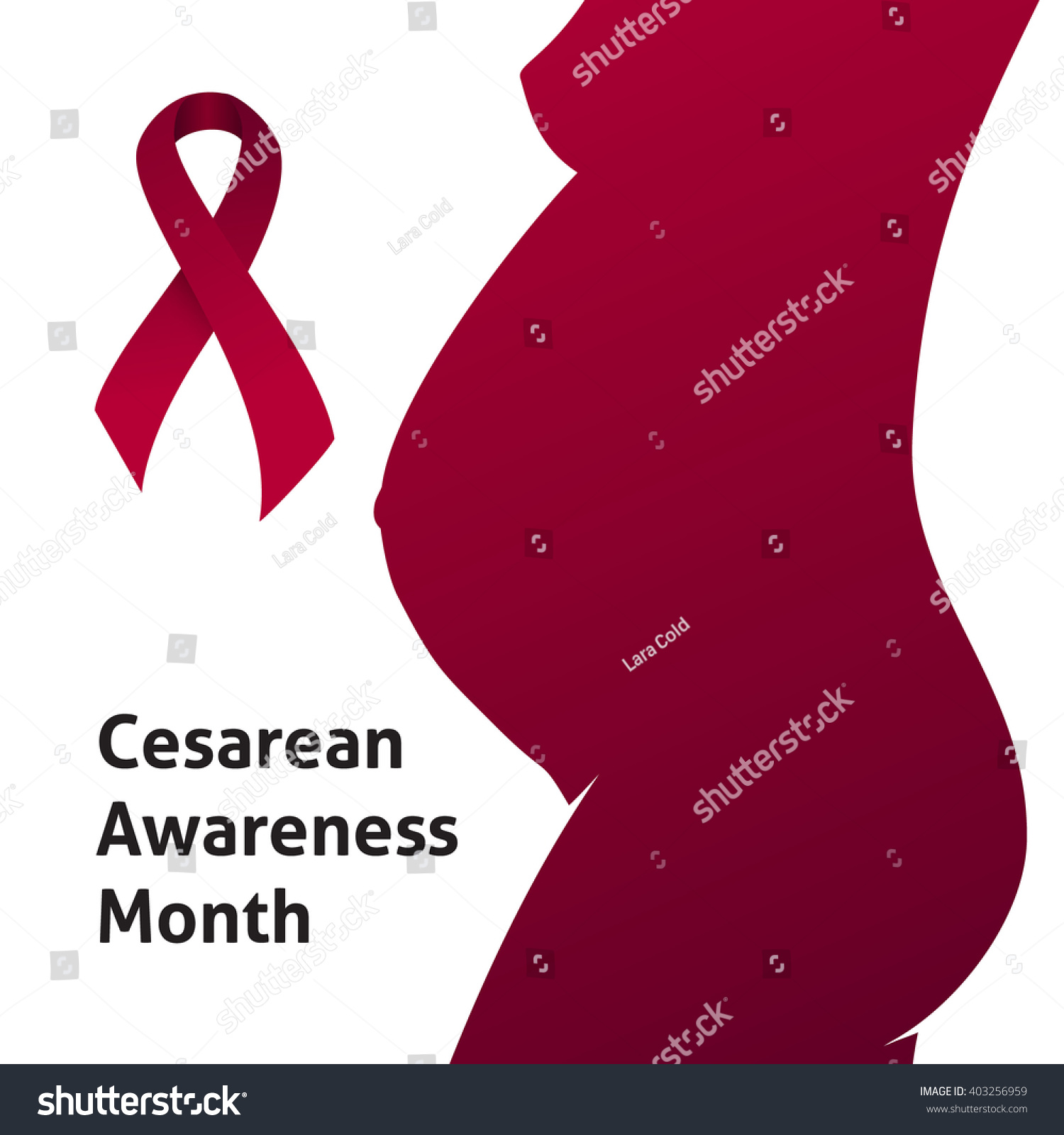 Cesarean Awareness Month Poster Awareness Ribbon Image Vectorielle De