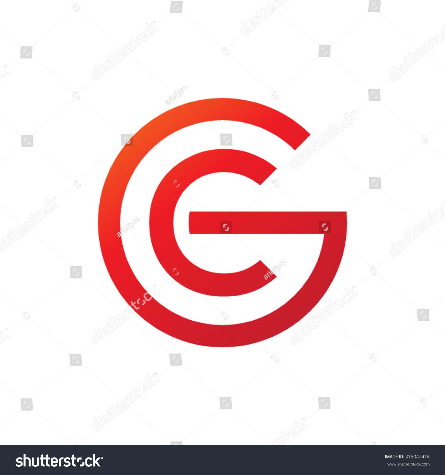 Cg Gc Initial Company Circle G Stock Vector 318042416 - Shutterstock