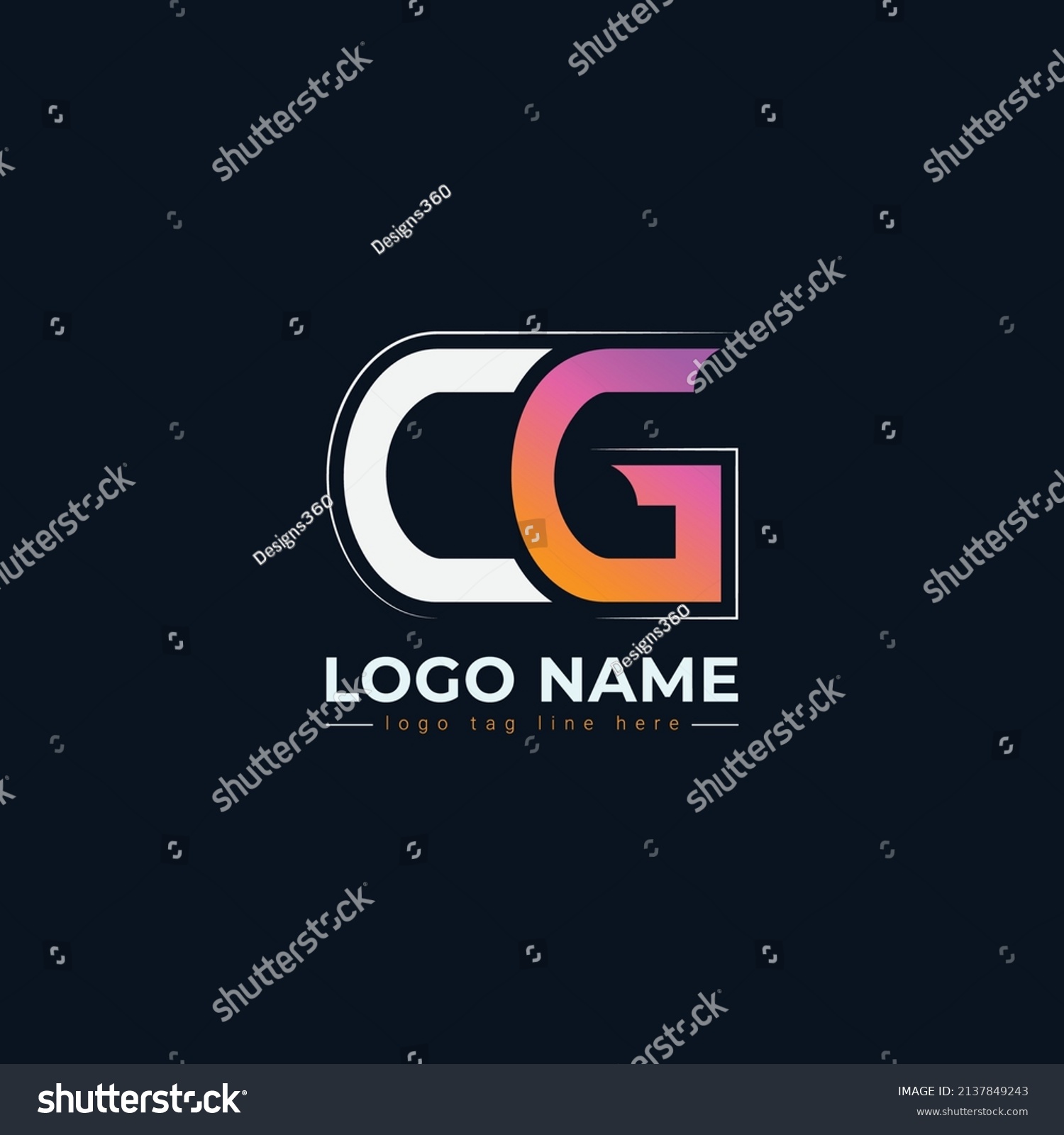 Cg Modern Minimal Unique Vector Letter Stock Vector (Royalty Free ...