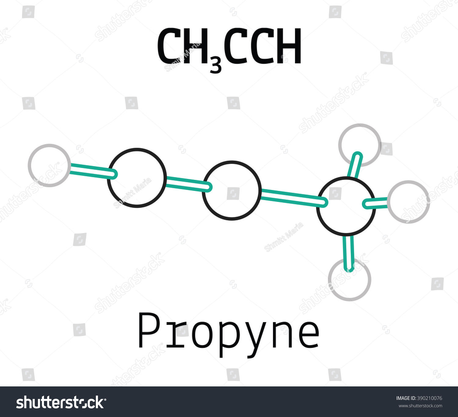 Ch3cch Propyne Molecule Stock Vector (Royalty Free) 390210076