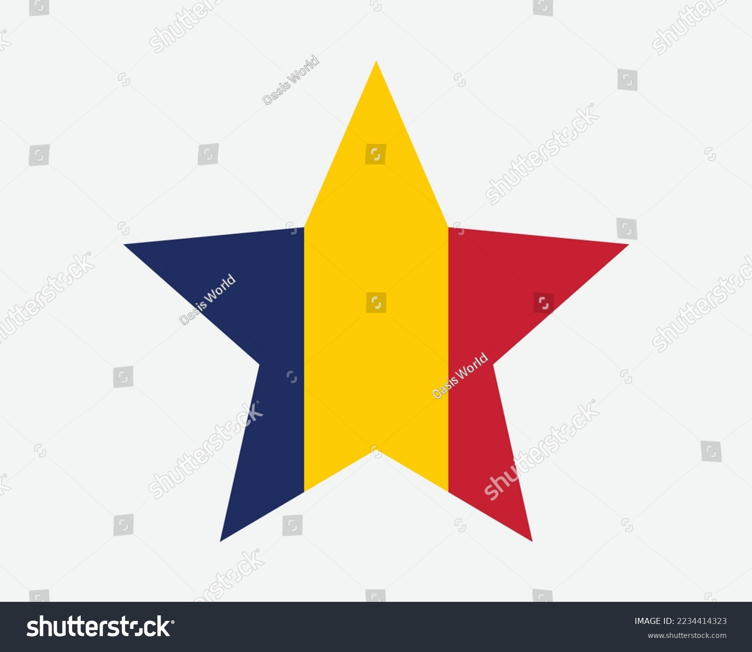 SVG of Chad Star Flag. Chadian Star Shape Flag. Country National Banner Icon Symbol Vector 2D Flat Artwork Graphic Illustration svg