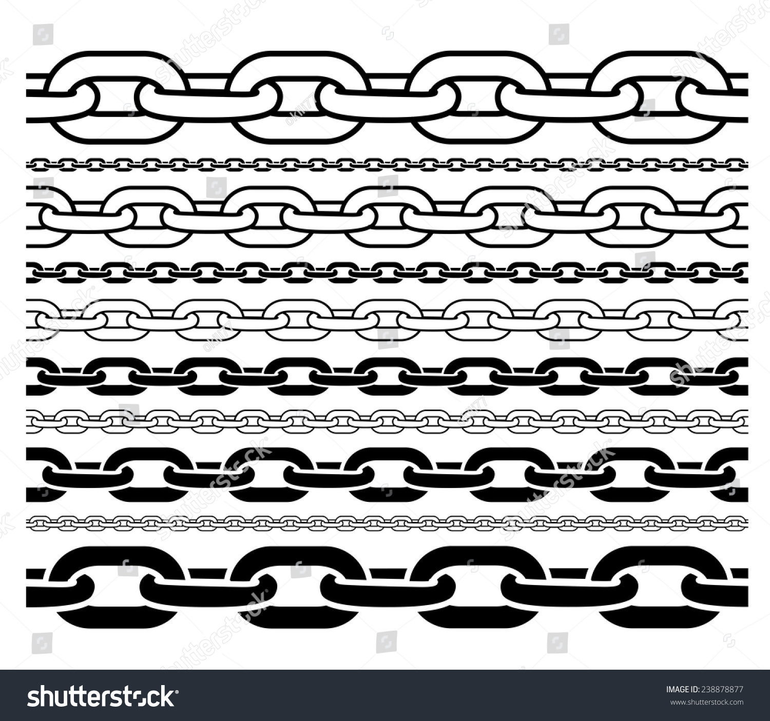 Chains Outline Silhouette Pattern Different Size Stock Vector 238878877 ...